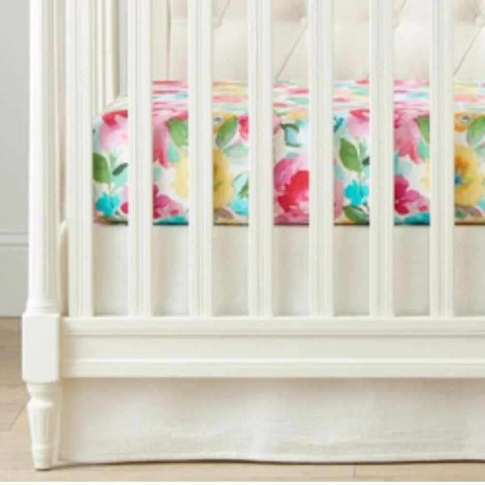 PB Kids Floral Crib Sheet Organic Cotton Hope Flowers Tracy Reese Bouquet NWT - Picture 3 of 6